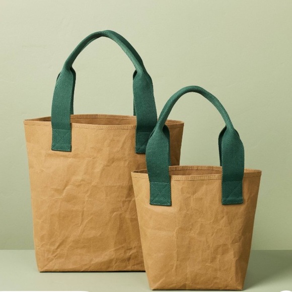 HEARTH & HAND NWT 2pc tote bag set -brown/green - Picture 2 of 9